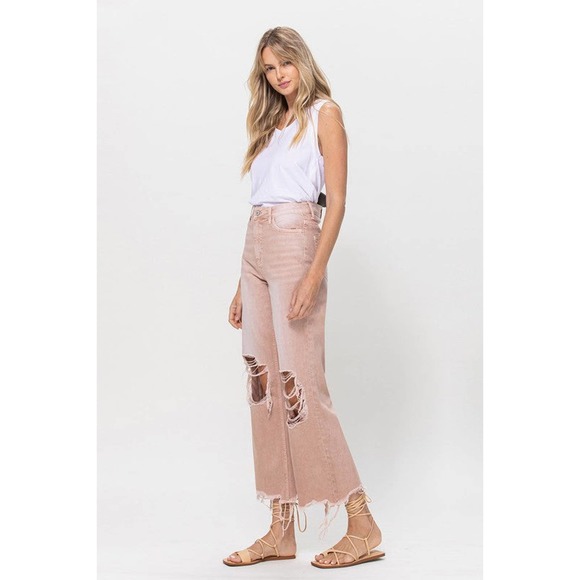 VERVET July Song 90's Vintage Distressed Detail Cropped Flare Jeans - Picture 7 of 13